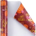 thumbnail image 6 of Thanksgiving Wrapping Paper Roll, Give Thanks Pumpkin Floral Design on Burgundy Background for Autumn, Fall, Harvest Celebrations, Family Gatherings, Thanksgiving Dinner, 17 inches x 32.8 Feet, 6 of 9