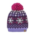 thumbnail image 3 of Womens Pink White & Gray Knit Snowflake Beanie Stocking Cap Hat, 3 of 4