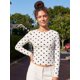 thumbnail image 3 of Blusas de mujer de otoño, manga larga, cuello redondo, estampado de lunares, estilo casual y corte ajustado, ideales para salir., 3 of 6