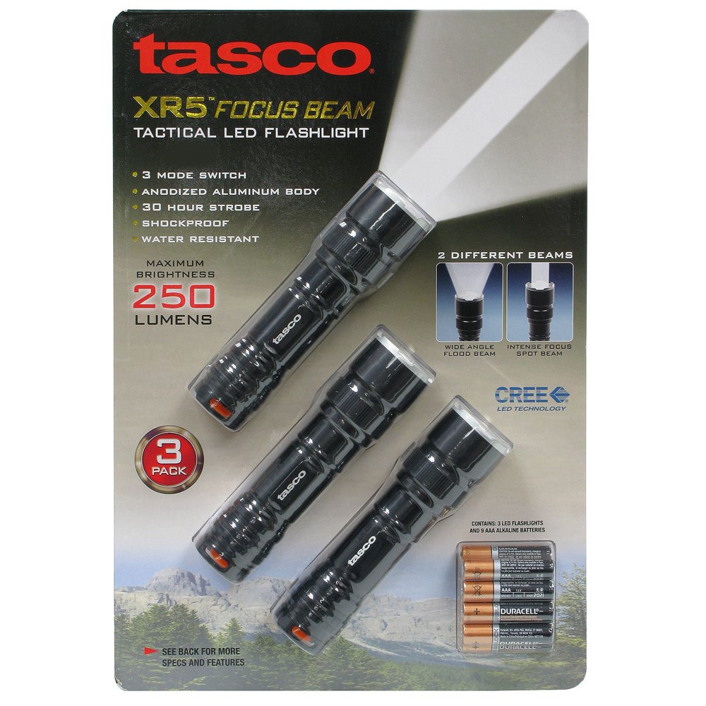 Tasco XR5 Focus Beam Flashlight, 3 Ct