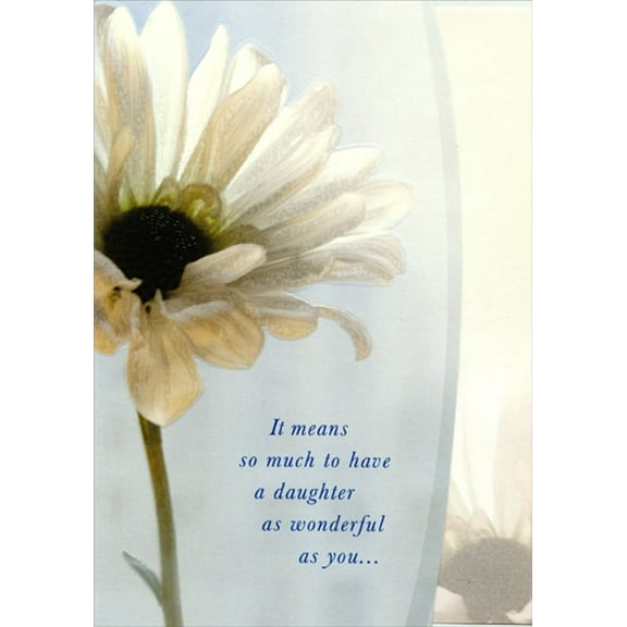 Designer Greetings Daisy Closeup with Die Cut Curved Edge Short Fold Birthday Card for Daughter