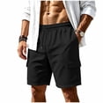 thumbnail image 2 of Men's Shorts with Pockets and Belt Loops Big and Tall Solid Color Work Pants Fashion Elastic Waist Drawstring Fifth Shorts, 2 of 7