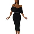 thumbnail image 1 of RKSTN Robe d'Été pour Femmes, Mode Décontractée Ceinture Solide Col en V Robes de Plage Robes Grande Taille pour Femmes, 1 of 8