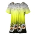 thumbnail image 4 of SMihono Hauts pour Femmes Été Chic Décontracté T-shirt pour Femmes T-Shirts Manches Courtes Col Rond T-shirt T-shirt à Imprimé Floral Hauts Blouse Cadeau pour Femmes T-shirt Oversize pour Femmes 2023, 4 of 7