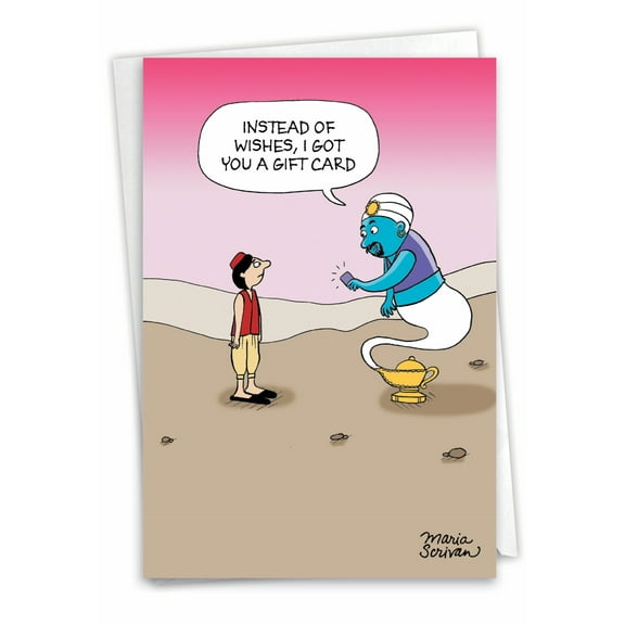 1 Funny Birthday Card with Envelope - Genie Gift Card C3327BDG