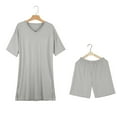 thumbnail image 3 of Pxiakgy Two Piece Outfits for Women Short Sleeve Casual Basic Shorts Set Grey + L, 3 of 4