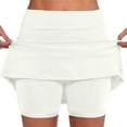 thumbnail image 2 of Hpapadks Womens Skirt Mid Waist Casual Sports Pockets Solid Skirt Pants White M, 2 of 5