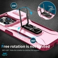 thumbnail image 2 of Allytech Rugged Case for iPhone 15 Pro Max, [Slide Camera Cover] [360° Rotating Kickstand] [Military Protection] [Magnetic Car Mount] Non-Slip Anti-Scratch Shockproof Heavy Duty Case - Pink, 2 of 8