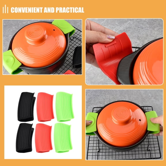 Dayesque 3-Pack Silicone Handle Covers for Hot Pots, Frying Pans, Cast Iron Skillets, Griddles - Kitchen Cooking Mitts