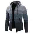 thumbnail image 3 of Jinda Men's Knit Cardigan Sweater Outerwear Hooded Zip Up Long Sleeve Thick Casual Drawstring Lined Pocket Knitwear Grey Medium, 3 of 4