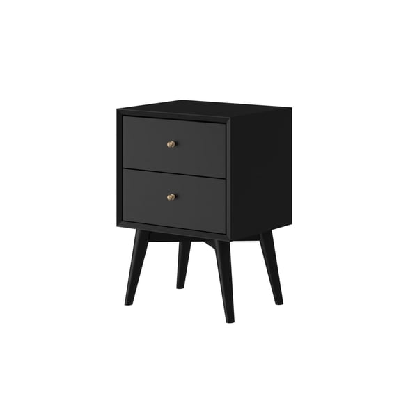 Nightstand with 2 Drawers and Angled Legs, Black- Saltoro Sherpi