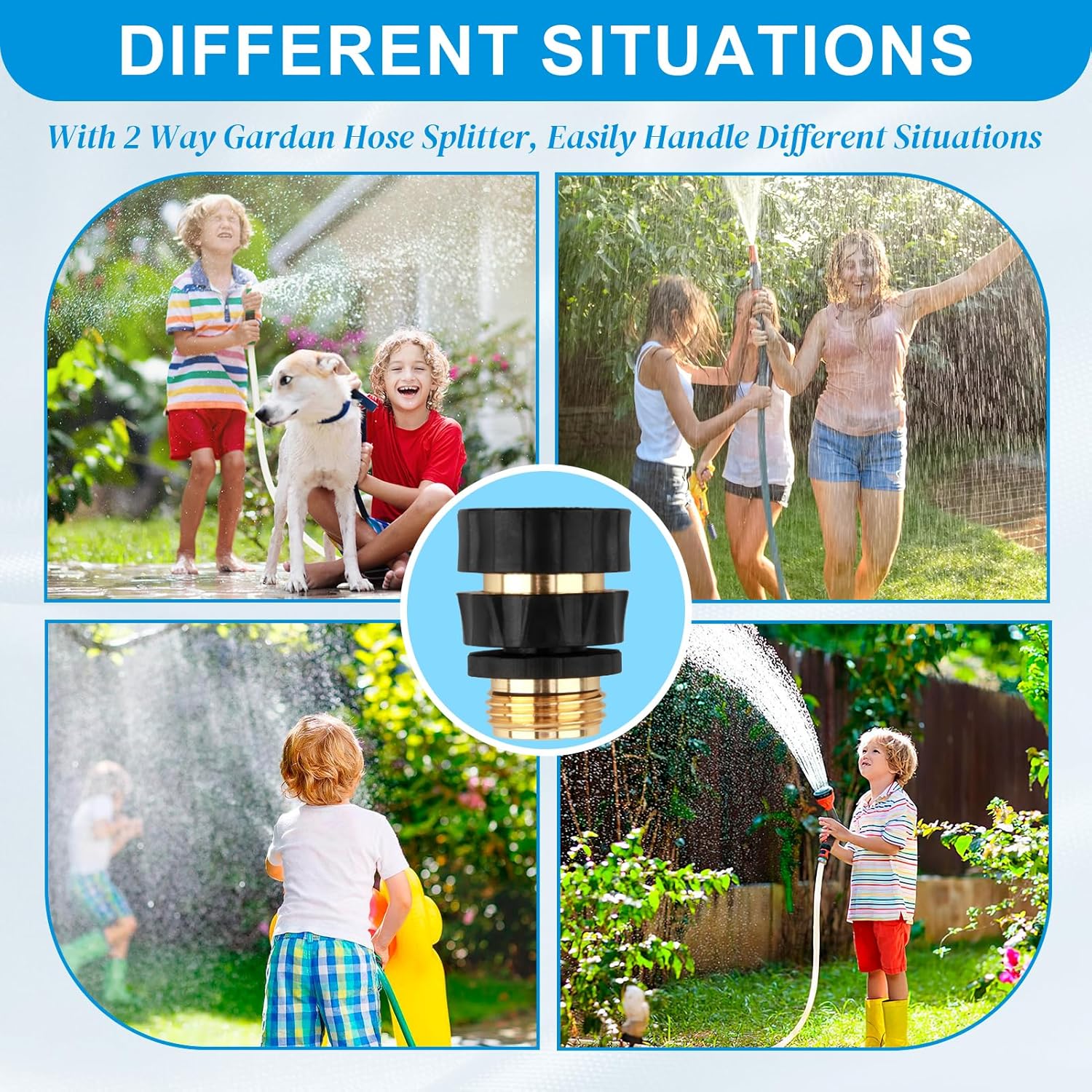 Quick Connect Hose Fittings Male and Female Set, 3/4 Inch Aluminum Garden Hose Fitting Quick Connector with Rubberized Grips, Water Hose Connector for Garden (8 Set)