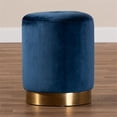 thumbnail image 4 of Bowery Hill Modern Upholstered Velvet Ottoman in Navy Blue and Gold, 4 of 6