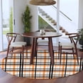 thumbnail image 4 of Orange Black Plaid Round Area Rug 5 FT, Non Slip Bedroom Rugs, Farmhouse Orange Black Checkered Washable Soft Circular Carpet Non-Shedding Floor Mat for Kitchen Dining Room Foyer Balcony Dorm, 4 of 8