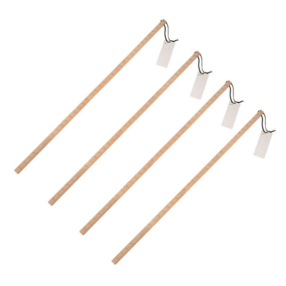 4 Pack 36" Fuel Tank Measuring Stick w/Leather Strap - Pine Wood Square Fuel Level Indicator Stick - Grade Rods