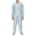 thumbnail image 3 of Salouo Rabbit And Butterfly Print Button-Front Long Sleeve Pajama Set for Men, Soft 2Pjs Men's Long Sleeve Sleepwear-X-Large, 3 of 7