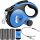 thumbnail image 1 of wonima02 26Ft Retractable Dog Leash - for Dog Up to 110lbs, Tangle Free Walking Leash with Chew Proof Cable | LED Light | Dispenser | Poop Bags, Quick Lock Braking & Non-Slip Handle (Blue), 1 of 1