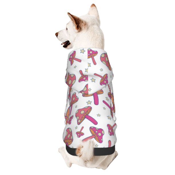 Fotbe Purple Mushroom Sudadera con Estampado para Perros Pequeños – Suéter con Capucha para Mascotas, Tela Suave de Forro Polar con Bolsillo-Large