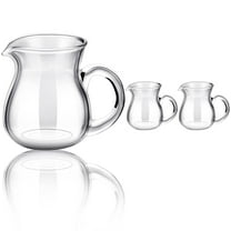Lsupdaol 2 Pcs Glass Creamer Pitcher Transparent Milk Pourer Mini Milk Pitcher Small Glass Pitcher Mini Carafe Coffee Mug Coffee Pot Creamer Pitcher for Milk Coffee Tea Syrup (Normal, 4 oz)