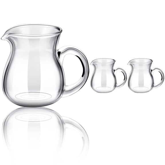 Lsupdaol 2 Pcs Glass Creamer Pitcher Transparent Milk Pourer Mini Milk Pitcher Small Glass Pitcher Mini Carafe Coffee Mug Coffee Pot Creamer Pitcher for Milk Coffee Tea Syrup (Normal, 4 oz)