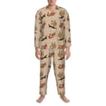 thumbnail image 3 of Xecao Cartoon Squirrel Print Pajamas Set Mens Pajamas Long Sleeve Loungewear Two-Piece Sleepwear Button-Down Pjs Set,2PJS-Large, 3 of 7