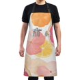 thumbnail image 4 of Yayeee Chief Kitchen Apron with Pockets for Cooking Water Resistant Unisex Adjustable Neck Strap, Pink Floral Orange, 4 of 7