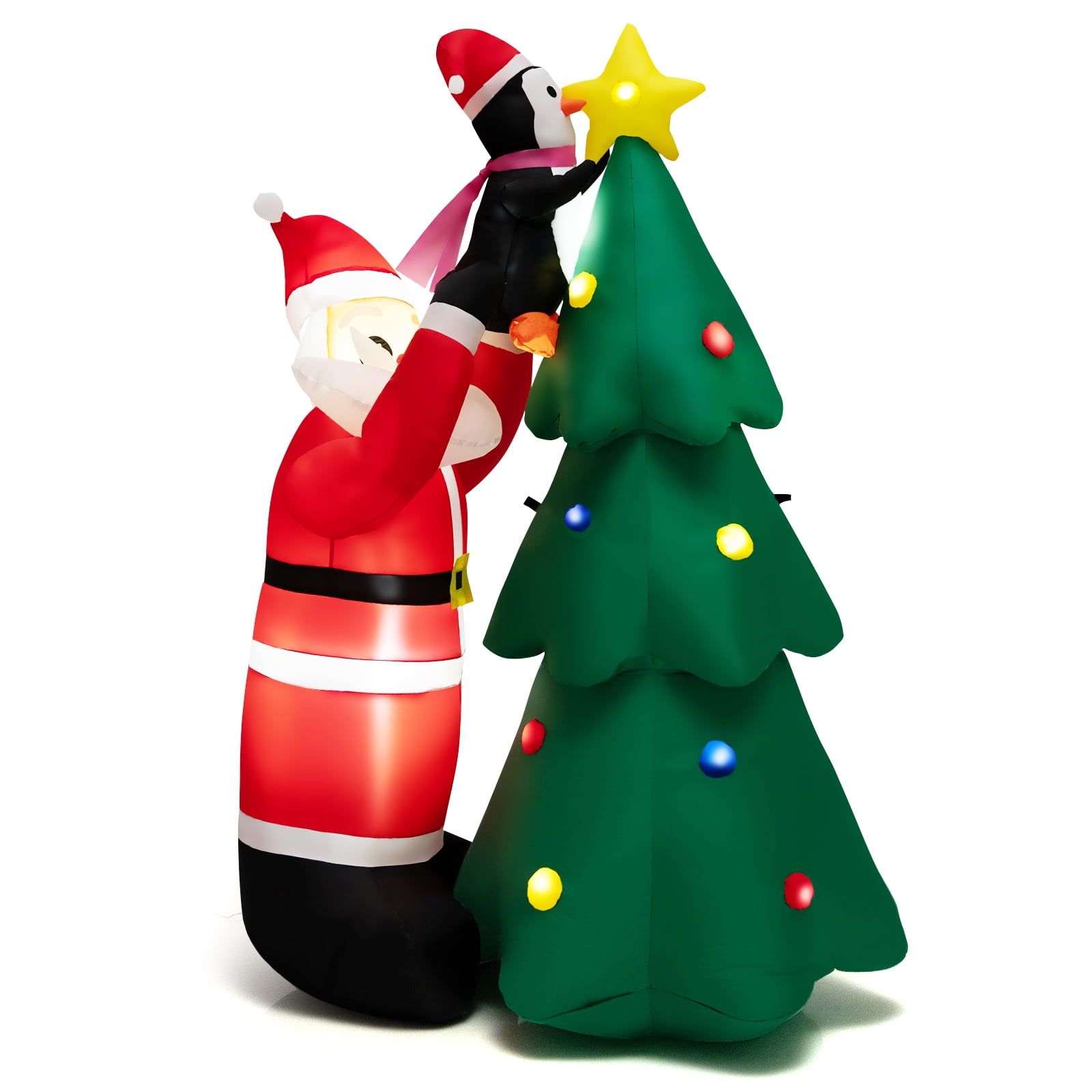 Topbuy 6 FT Inflatable Christmas Tree with Santa Claus & Penguin Blow