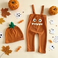 thumbnail image 2 of Vdoaml Newborn Halloween 2 Piece Outfit Baby Girls Suspender Pants Knotted Hat Set Infants Sleeveless Jumpsuit 0-3 Months Yellow, 2 of 5