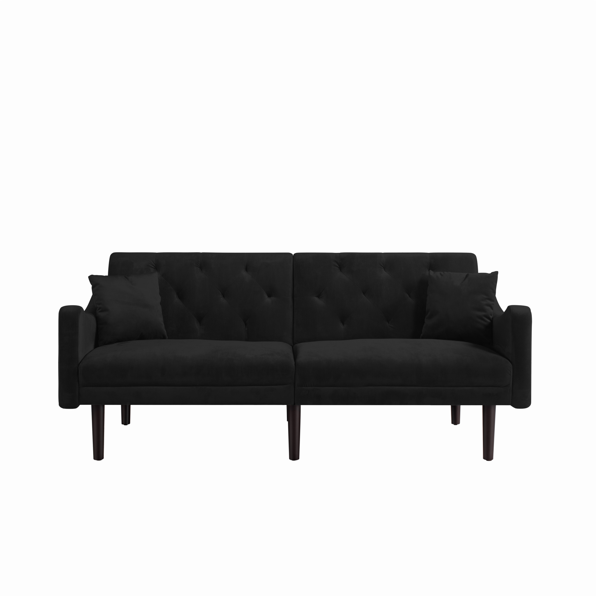 Kepooman Modern Velvet Convertible Sofa Bed for Living Room Bedroom, Button Tufted Curved Arms Futon Couch for Compact Living Space, Adjustable Lounge Sofa Bed Sleeper for Home Apartment, Black Kepooman Modern Velvet Convertible Sofa Bed for Living Room Bedroom, Button Tufted Curved Arms Futon Couch for Compact Living Space, Adjustable Lounge Sofa Bed Sleeper for Home Apartment, Black
