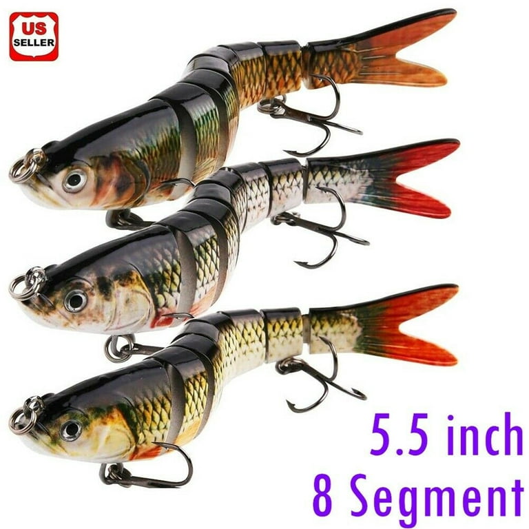 Fishing Lures 8Segments and 5 Inches Swimbait Tackle Hook Crank Bait - C
