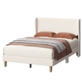 thumbnail image 5 of Bestier Full Size Corduroy Bed Frame with Wingback Headboard, Upholstered Platform Bed with Wood Slats, No Box Spring Needed, Beige, 5 of 10