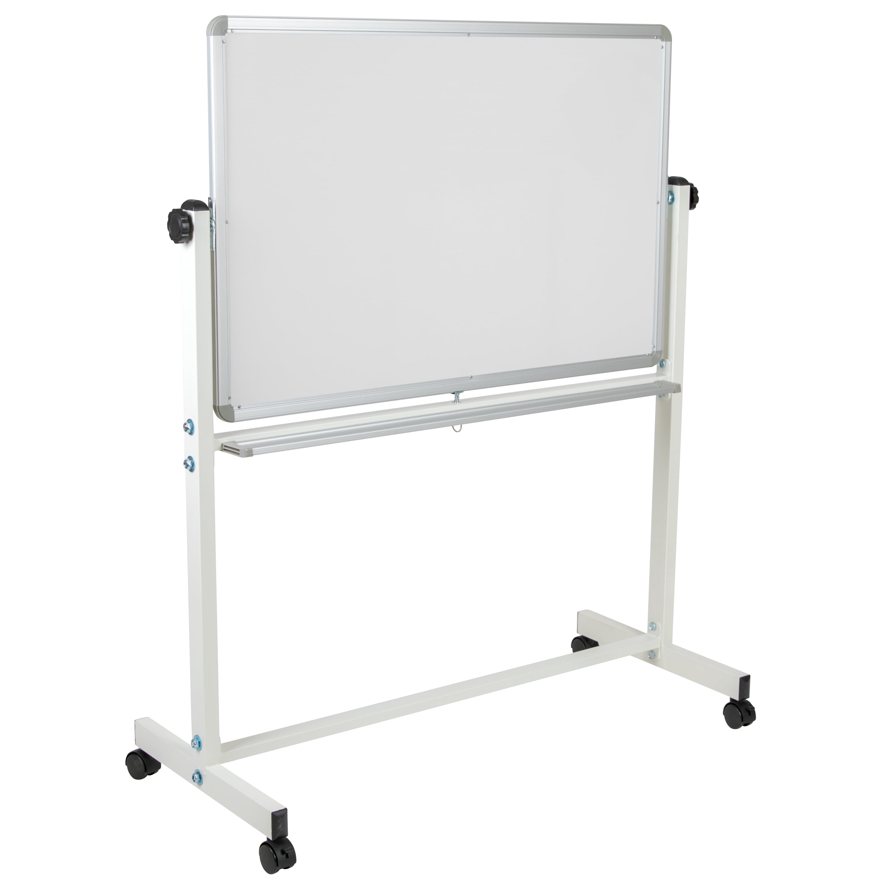 Flash Furniture HERCULES Series 45.25"W x 54.75"H Reversible Mobile Cork Bulletin Board and White Board with Pen Tray