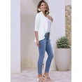 thumbnail image 2 of DARING DIVA Womens Open Front 3/4 Sleeve Draped Ruffles Eyelet Cardigans M White, 2 of 6