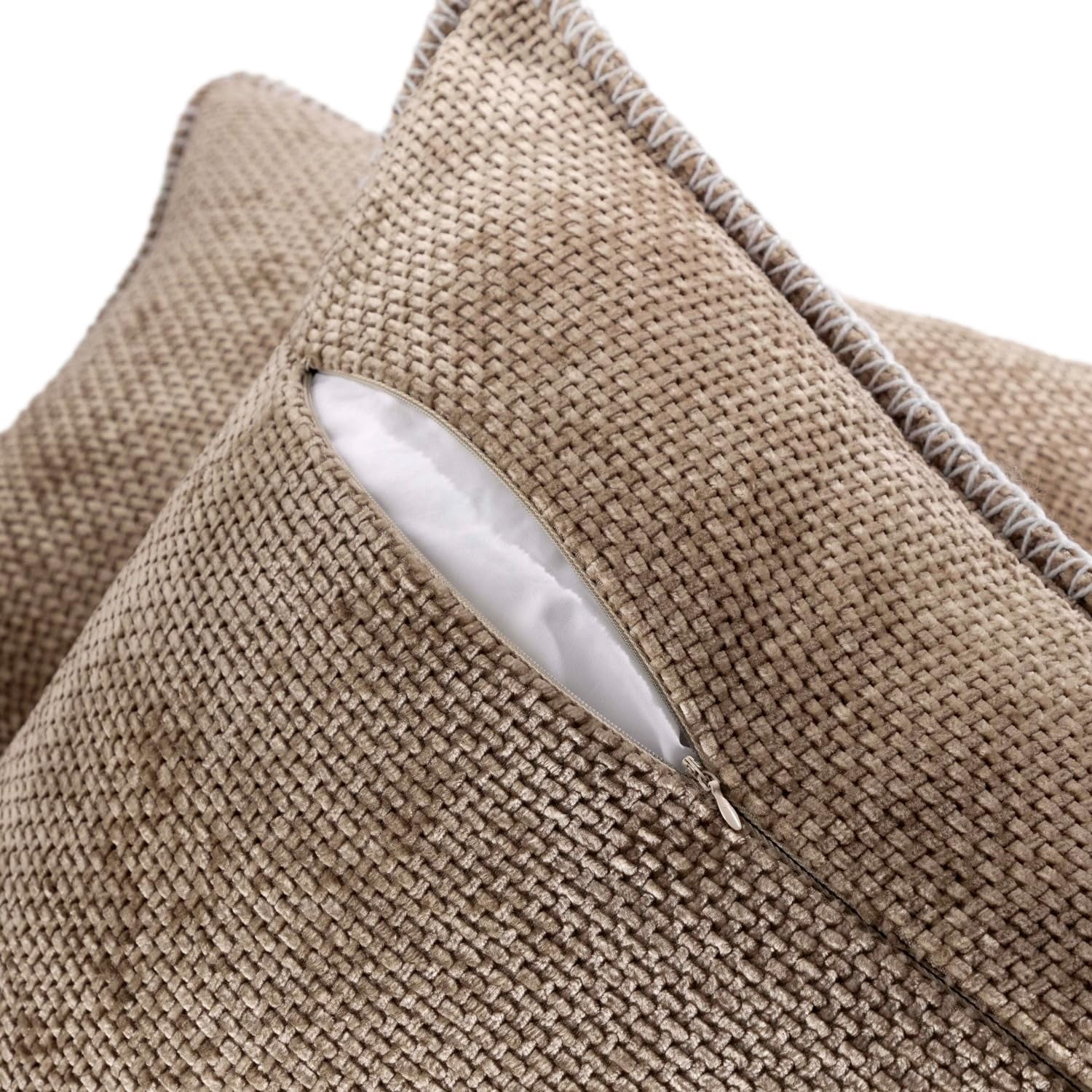 Austin Horn Classics Chenille Pillows With "Blanket Stitch" Cover Only Set Of 2 Taupe 20"X20