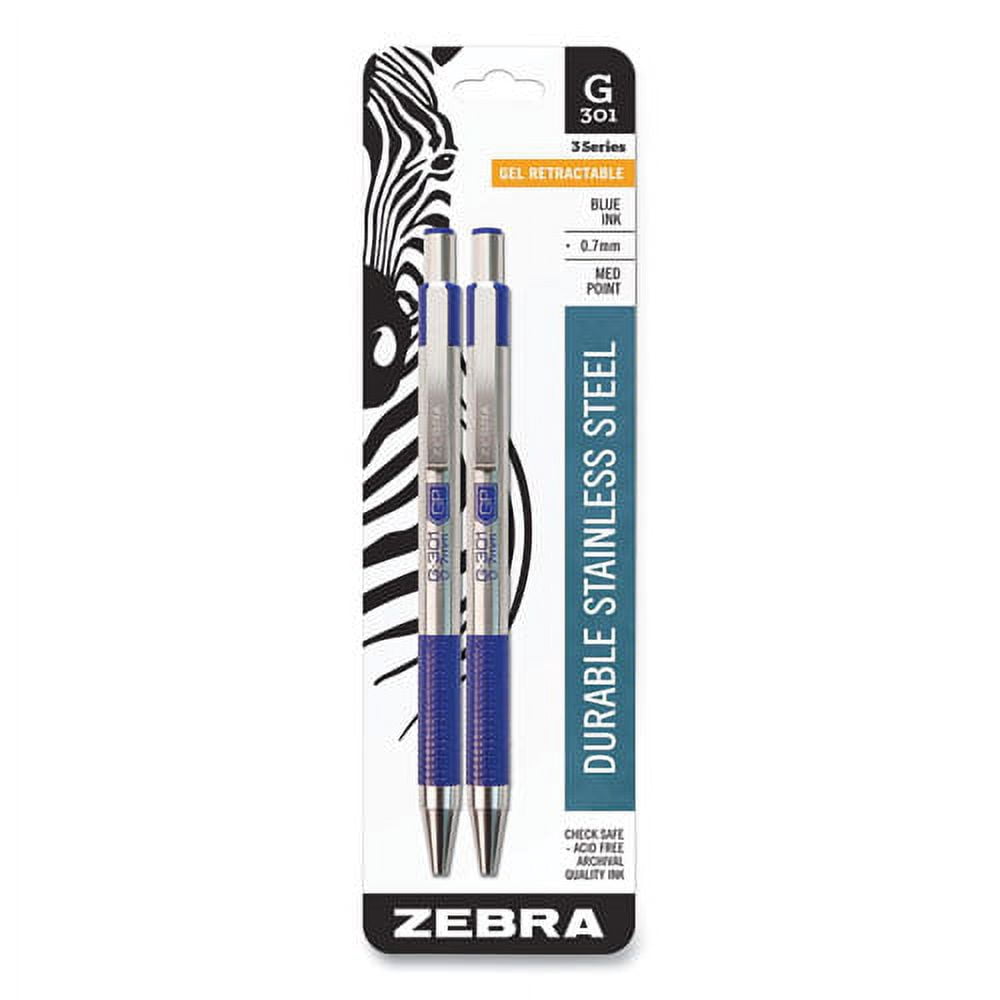 "G-301 Gel Pen, Retractable, Medium 0.7 Mm, Blue Ink, Stainless Steel/blue Barrel, 2/pack | Bundle of 5 Packs"