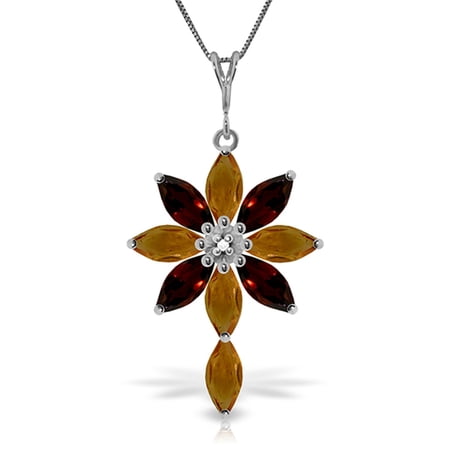 Galaxy Gold 14K Solid Gold Natural Diamond Pendant Necklace for Women - White Gold Fine Jewelry