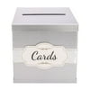 Merry Expressions Silver Card Box with Gold Foil Satin Ribbon & Cards Label. A Large Card Holder Gift Box Size 10"x10"x10"