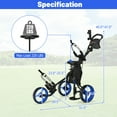 thumbnail image 7 of Topbuy 3 Wheel Golf Push Cart Lightweight Foldable Caddy Cart for Golf Bags with Adjustable Seat and Handle Umbrella Holder and Foot Brake Blue, 7 of 7