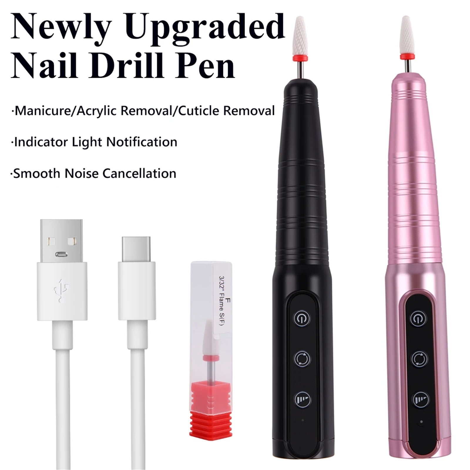 Wireless Nail Drill File Professional for Acrylic Gel Nails Portable Nail Drill Machine Kit for Manicure Pedicure Nail Set