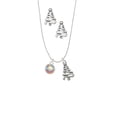 thumbnail image 2 of Delight Jewelry 10mm Clear AB Crystal Drop Silver tone Zig Zag Christmas Tree Charm Necklace and Stud Earrings, 2 of 4