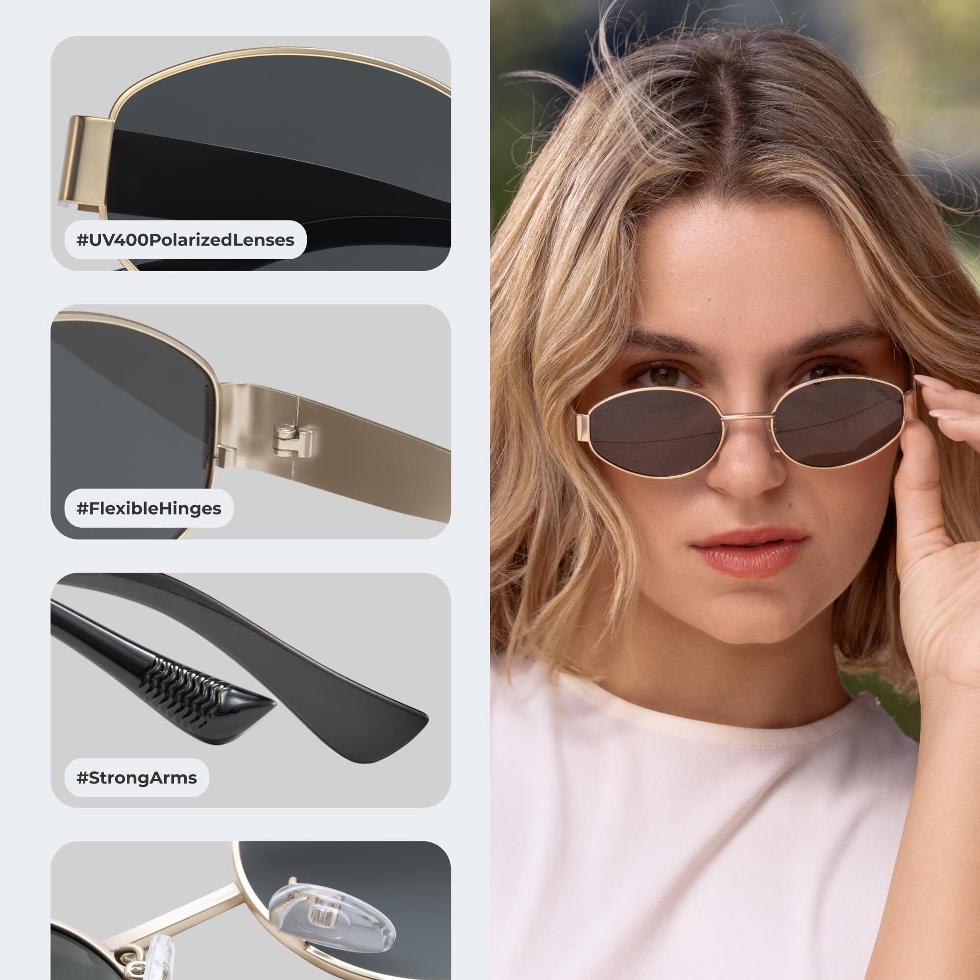 livho Oval Trendy Polarized Sunglasses Women Men, Retro Sun Glasses for Women Men 2025, Vintage Classic UV Protection Shades