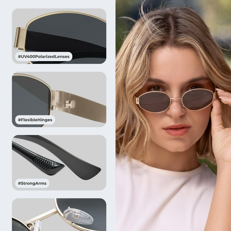 livho Oval Trendy Polarized Sunglasses Women Men, Retro Sun  display picture 2