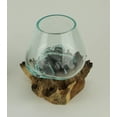 thumbnail image 3 of Zeckos Clear Molten Glass On Teak Driftwood Base Decorative Bowl Vase Terrarium Planter, 3 of 5