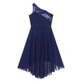 thumbnail image 6 of vastwit Kids Girls High Low Dresses One Shoulder Sequins Chiffon Wedding Party Formal Flower Dress Navy Blue 12, 6 of 7