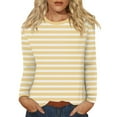 thumbnail image 2 of Women's Long Sleeve Striped T-Shirt, Casual Red and White Crew Neck Top, Soft Cotton Blend, 2 of 8