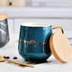 thumbnail image 5 of Billuyoard Taza de cerámica de estilo nórdico, taza con diseño de canicas con cuchara, contenedor de comida para desayuno de avena, vaso, Teteras verde/alto, 5 of 6