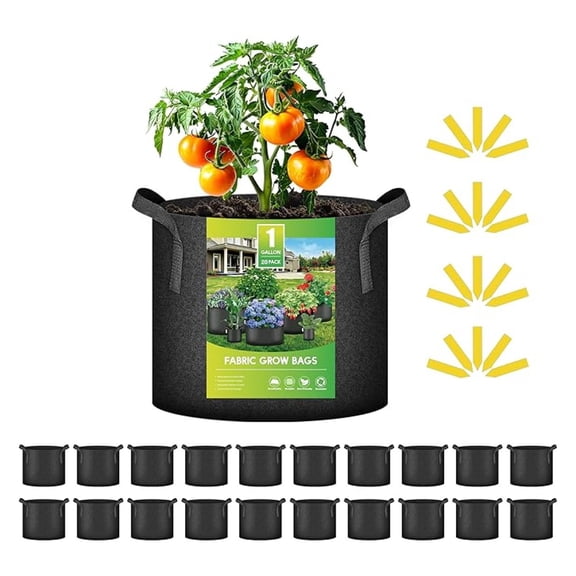 XiHuaZhaoChen 20 Pack 1 Gallon Grow Bags 300G Thickened Sturdy Plant Fabric Pots with 20 Labels and Handles, Aeration Garden Cloth Planter Bag for Outdoor Fruits, Vegetables and Flowers