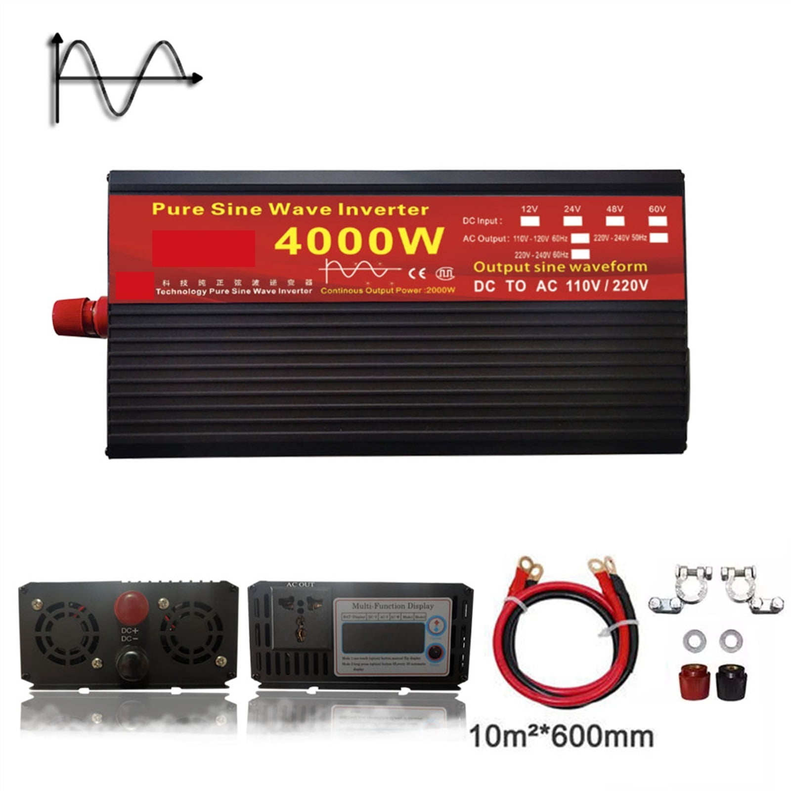 Pure Sine Wave Inverter DC 12v/24v To AC 110V/220V 2000W 3000W 4000W 5000W Voltage Transformer Power Converter Solar Inverter ,Comprehensive Security Protection