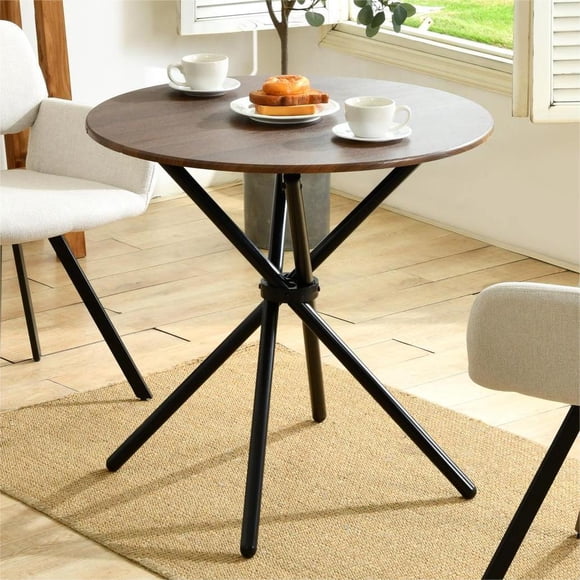 Homy Casa 1-Piece Round Dining Table, 31.5" Modern Wooden Kitchen Table with Metal Legs for Small Spaces