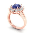 thumbnail image 2 of Halo Engagement Ring for Women - 2.72ct Simulated Tanzanite in 14K Rose Gold Promise Ring, 2 of 6
